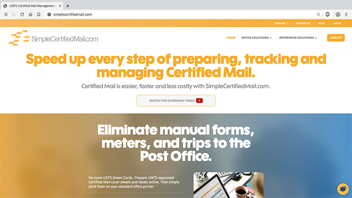Website for SimpleCertifiedMail.com